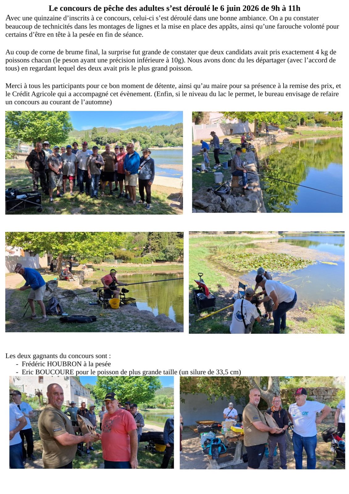Concours de pêche adultes 6 Juin 2026